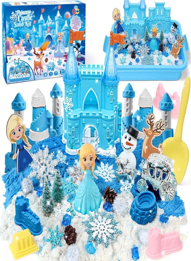 G.C Sensory Bin for Girl Kid Toy, Play Sand Art Kit with Sandbox/2lb Sand/Castle/Molds/Princess Figure, Winter Sensory Toy Christmas Birthday Gift for Girl Toddler Ages 3 4 5 6 7 8 - Image 1